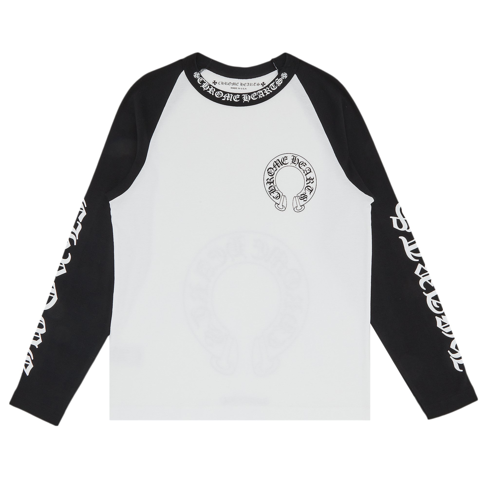 Chrome Hearts Horseshoe Neck Logo 3/4 Shirt 'Black/White'