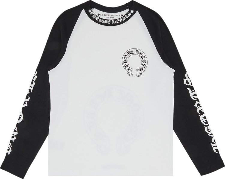 Chrome Hearts Horseshoe Neck Logo 3/4 Shirt 'Black/White'