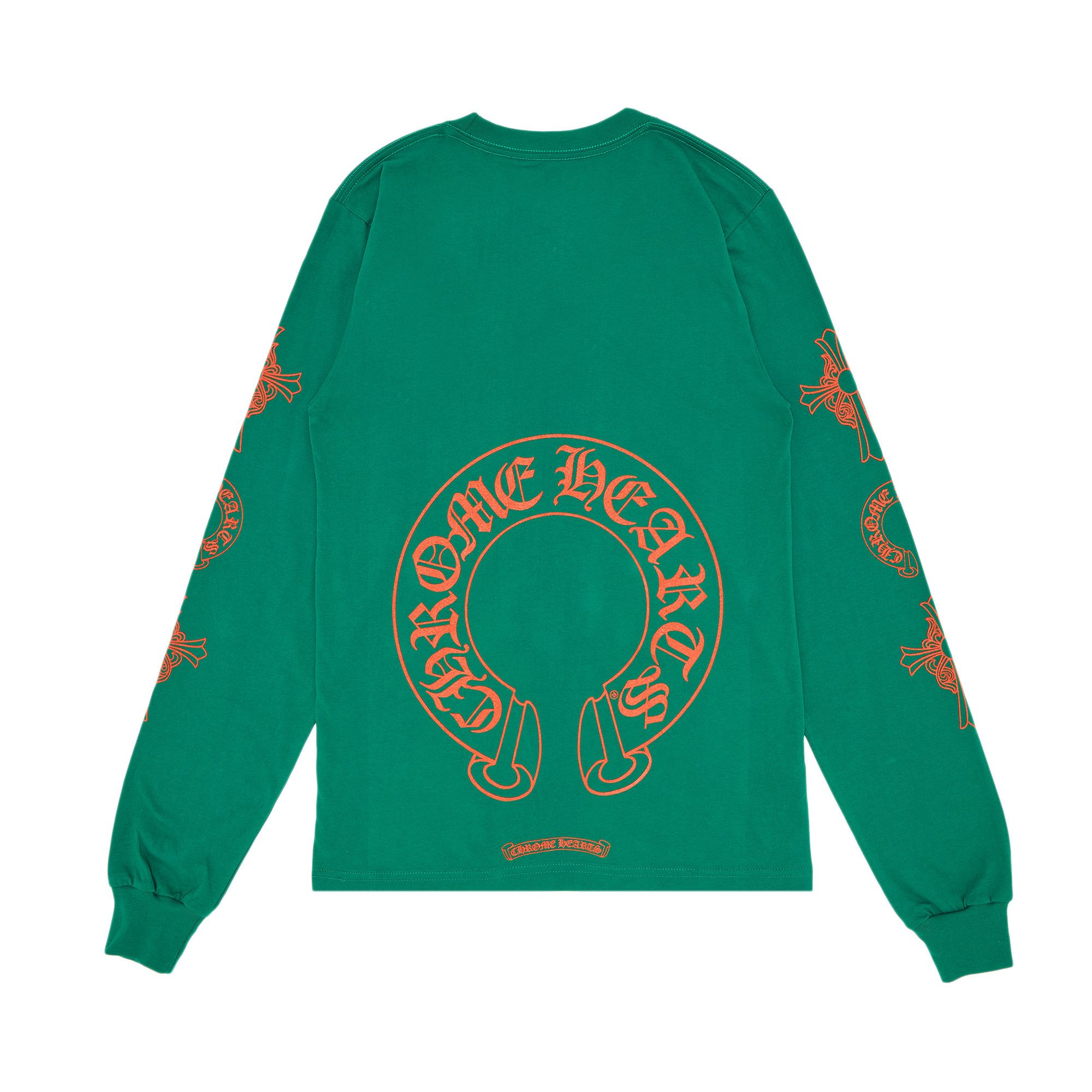 Buy Chrome Hearts Horseshoe Cross Logo Long-Sleve 'Green Buy Chrome Hearts Horseshoe Cross Logo Long-Sleve 'Green