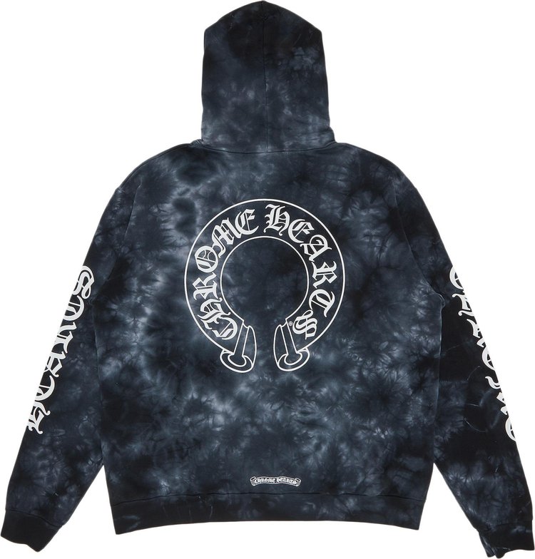 Chrome Hearts Horseshoe Tie Dye Hoodie BlueGrey