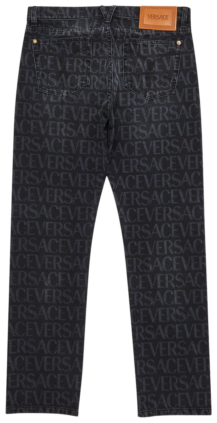 Versace Logo Denim Pants Black