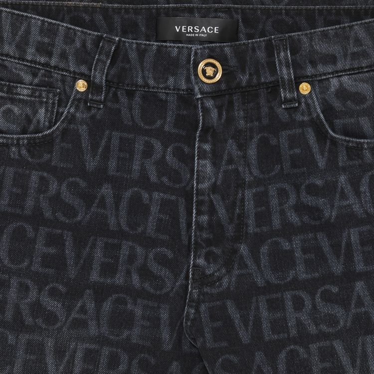 Versace Logo Denim Pants Black