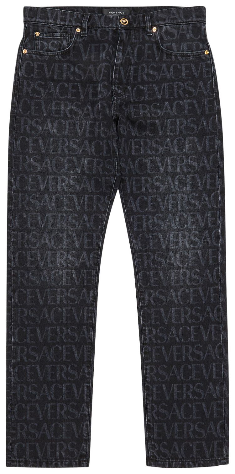 Buy Versace Logo Denim Pants 'Black' - 1007837 1A06800 1D530 | GOAT