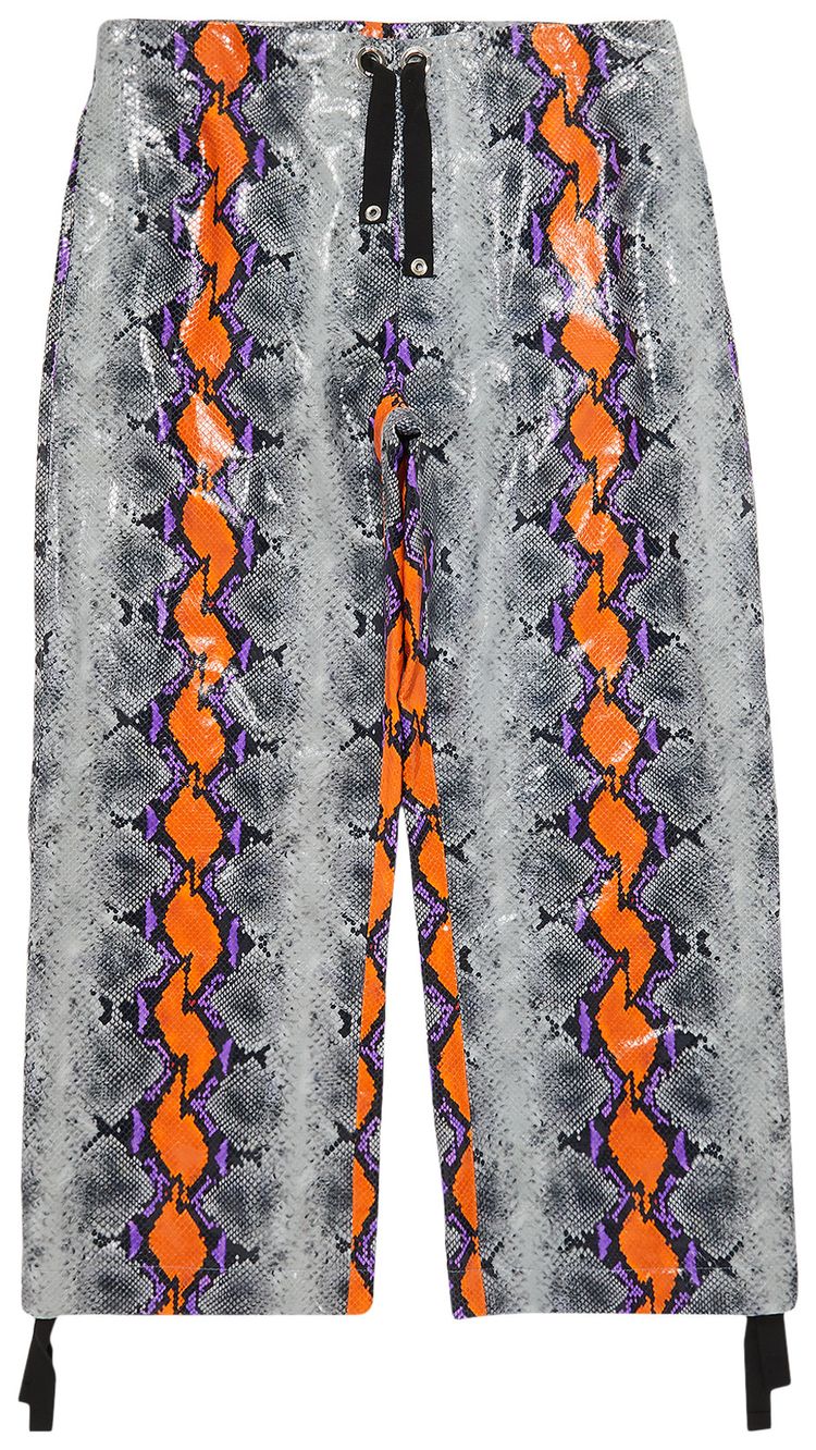 Versace Snakeskin Leather Pants GreyOrangePurple