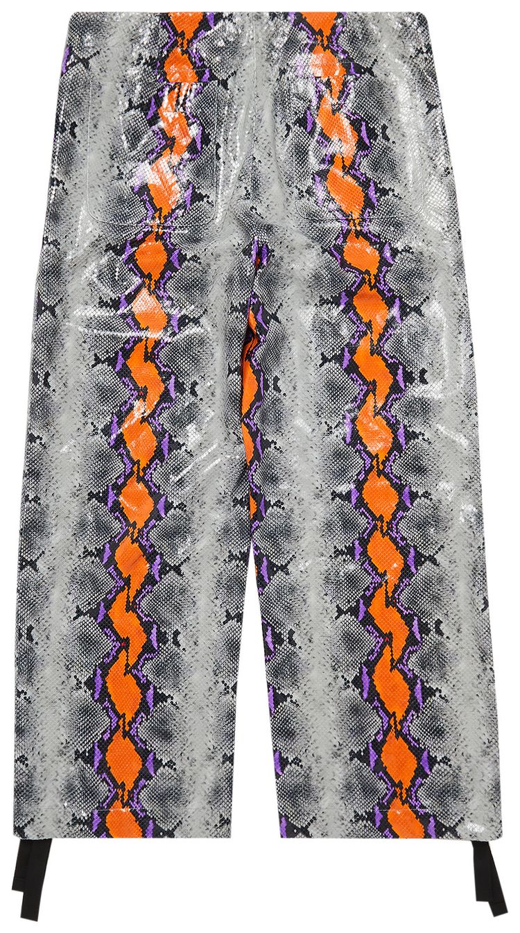 Versace Snakeskin Leather Pants GreyOrangePurple