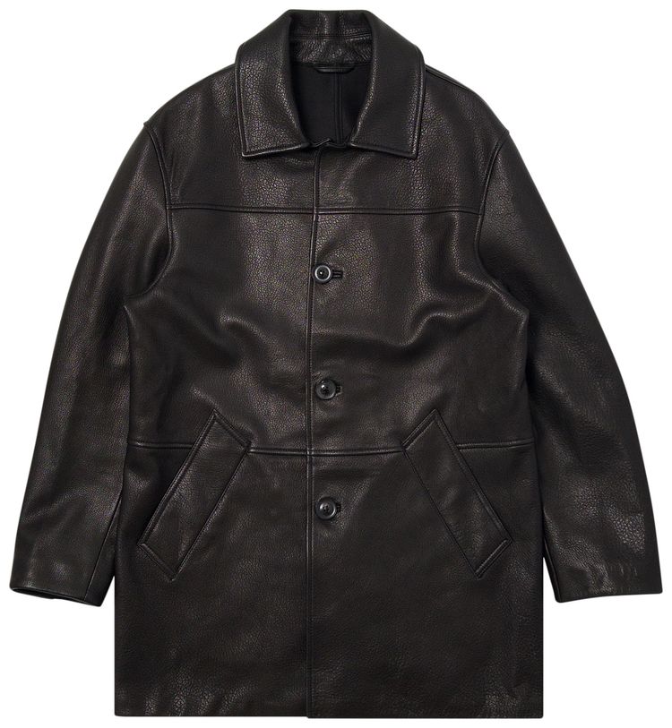 Ami Leather Coat Black