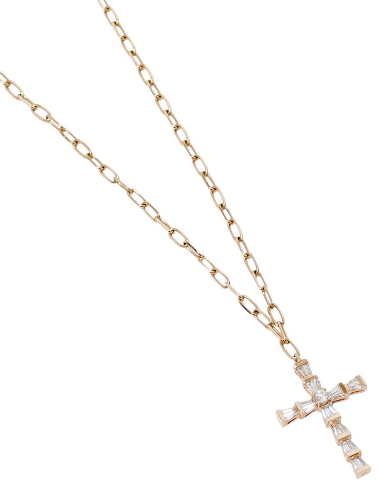 SHAY Jewelry Small Diamond Cross Pendant Necklace Yellow GoldDiamond