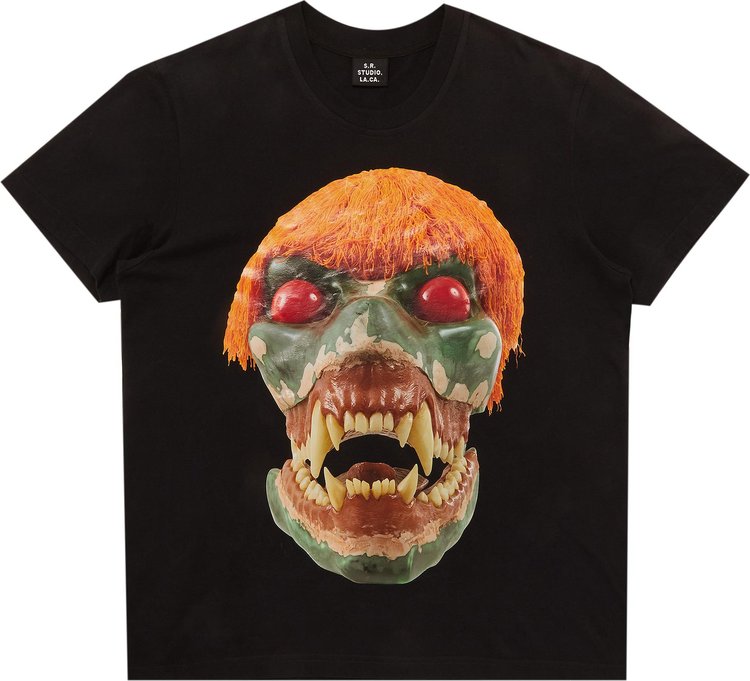 S.R. Studio. LA. CA. ED. 50 Basic T-Shirt With Skulls 'Black/Yellow Skull/White'