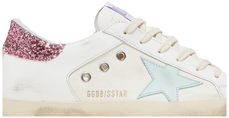 Golden Goose Wmns Superstar White Light Blue Pink Glitter