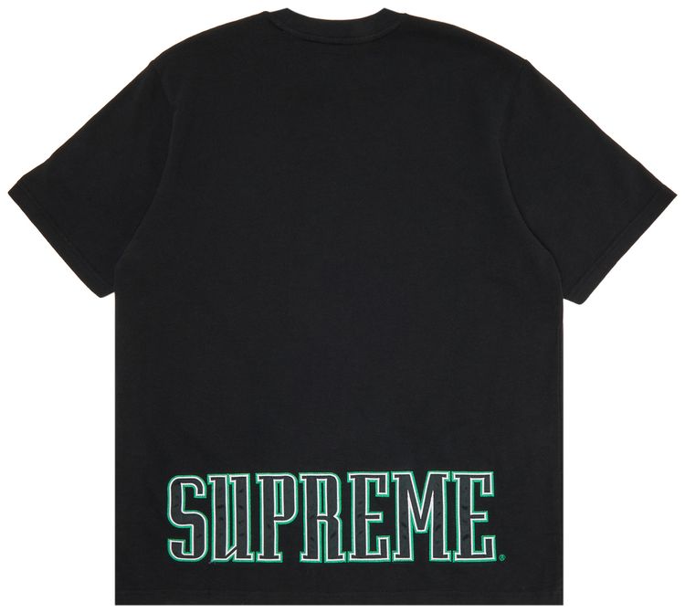 Supreme Contrast Applique Short Sleeve Top Black