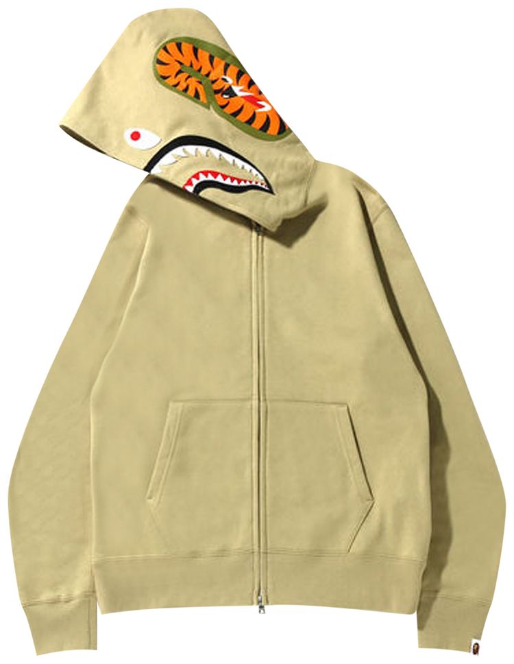 BAPE Shark Full Zip Hoodie Beige