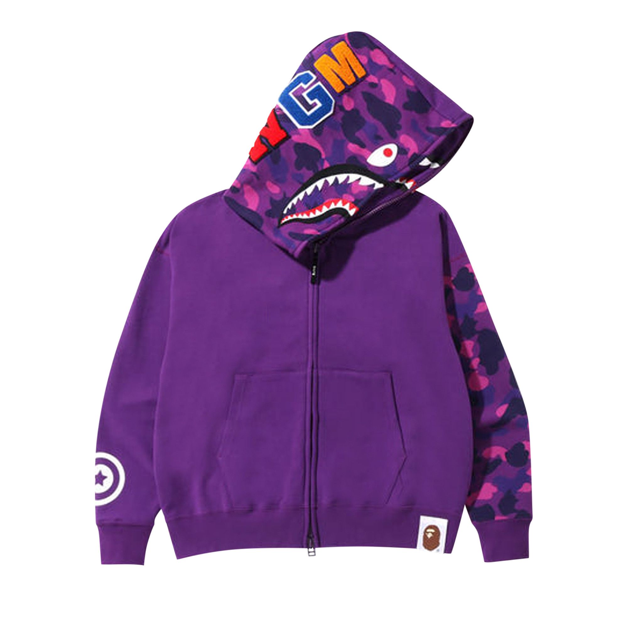 Buy BAPE Color Camo Giant Shark Loose Fit Full Zip Hoodie Purple 1I30 115 018 PURPLE GOAT DE