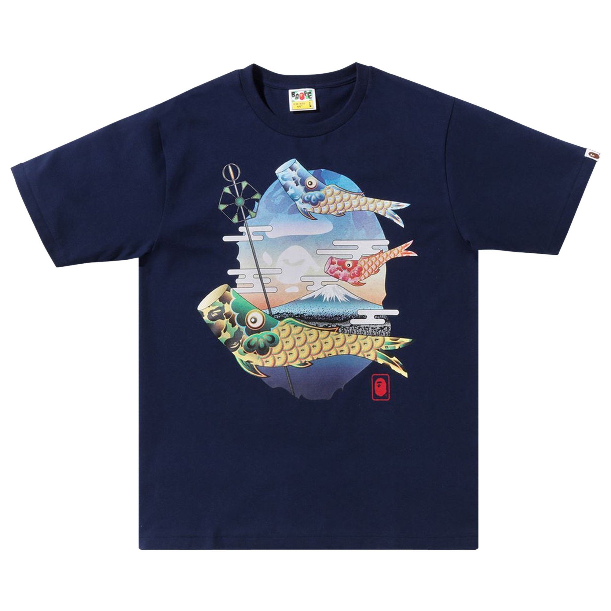 Buy BAPE Koinobori Carp Flags Ape Head Tee 'Navy' - 1I20 110 011