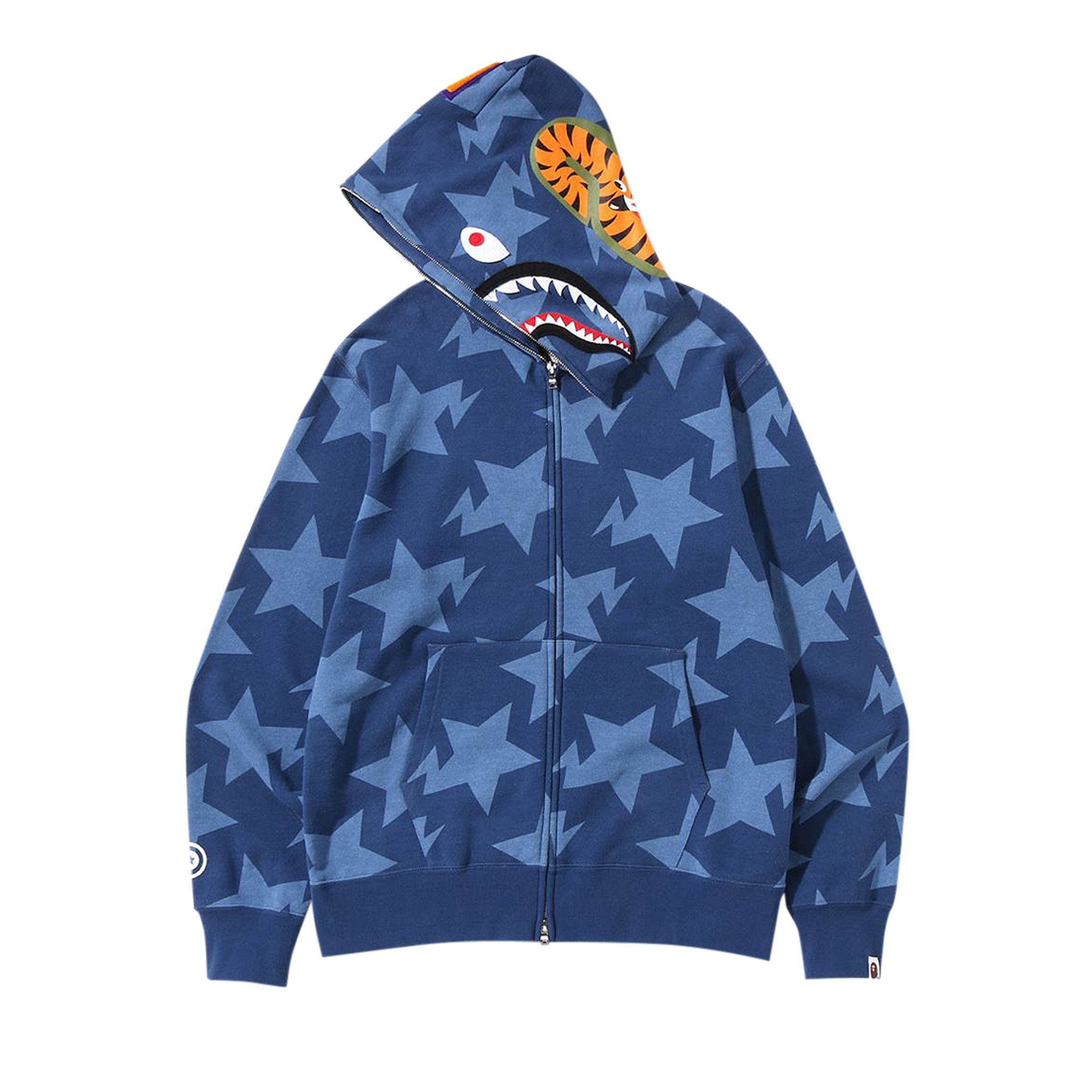 Bape indigo shark hoodie on sale