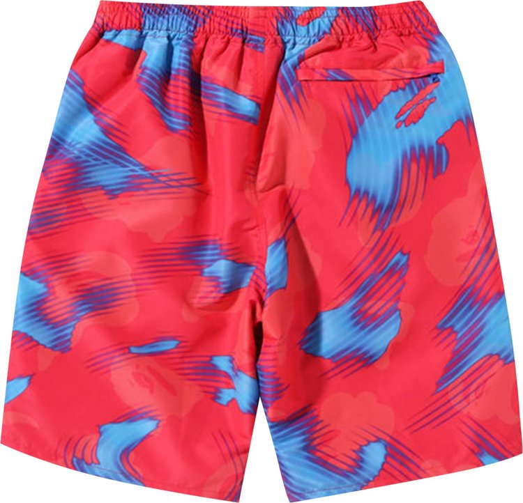 BAPE Stroke Camo Beach Shorts Red