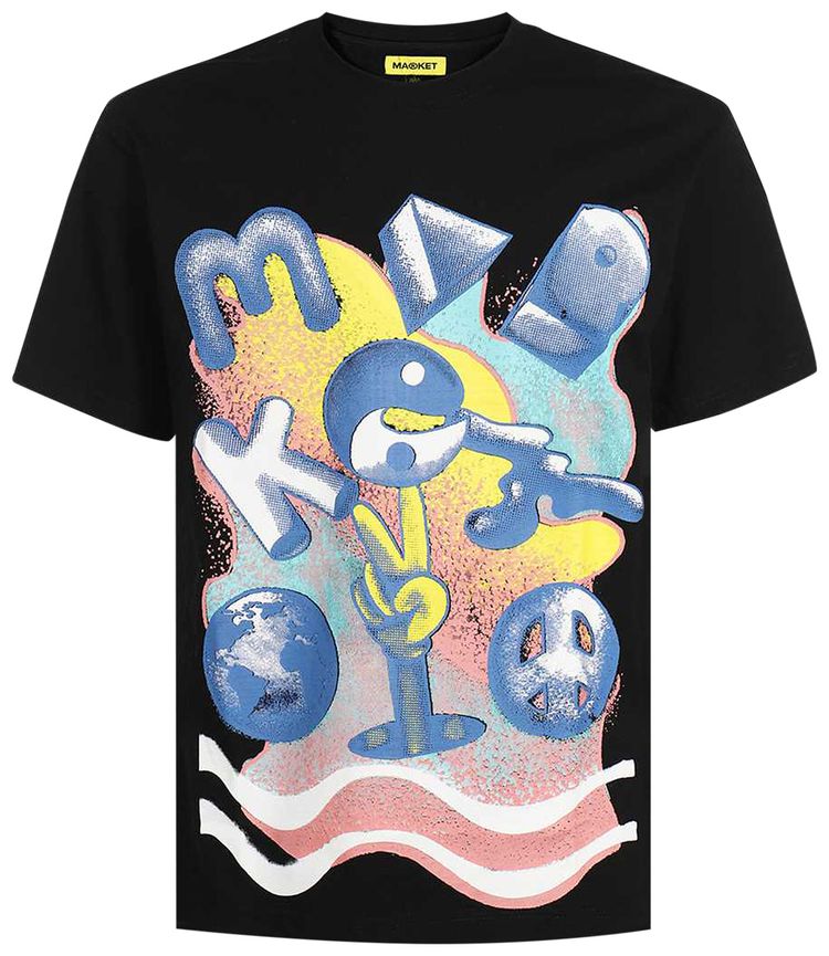 Market Digital Peace T Shirt Black