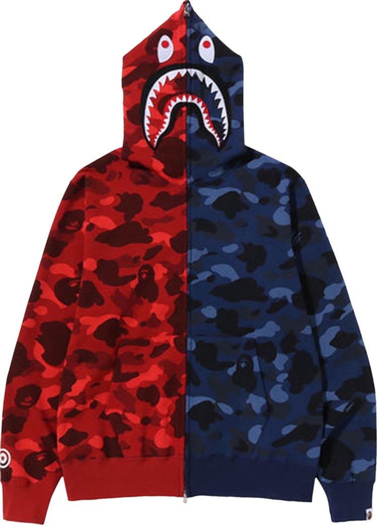 Buy BAPE Color Camo Shark Full Zip Hoodie 'Red/Navy' - 1I80 115 017 RED ...