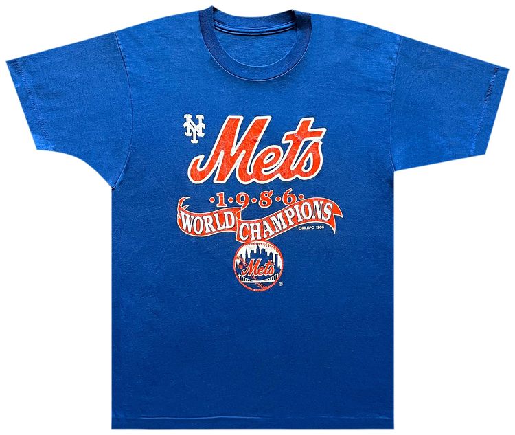 Buy Vintage 1986 New York Mets World Series Tee 'Blue' 2934