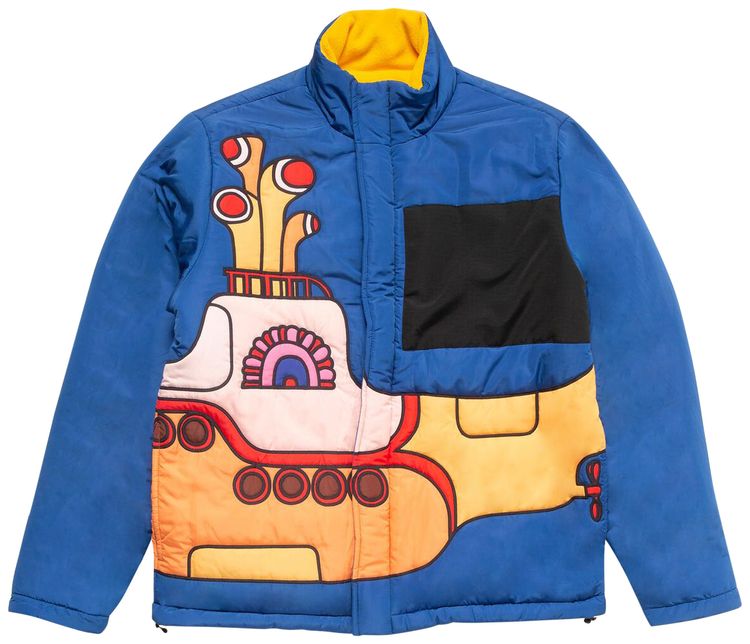 Market x Beatles Yellow Submarine Reversible AOP Nylon Puffer Jacket BlueYellow