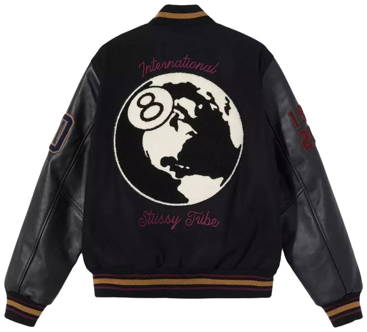Stussy 40th Anniversary Varsity Jacket Black