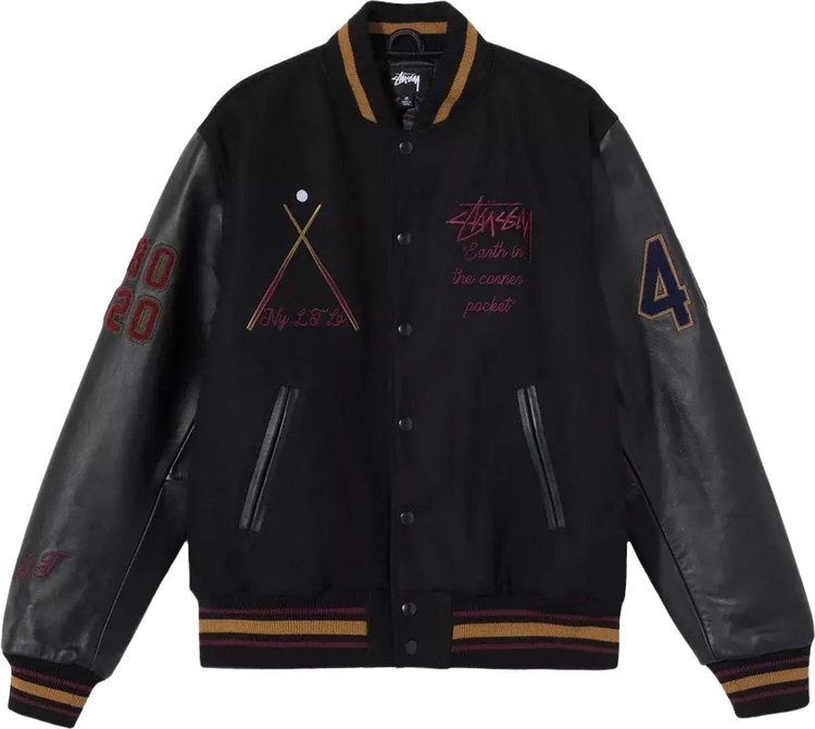 Buy Stussy 40th Anniversary Varsity Jacket 'Black' - 315167 BLAC | GOAT