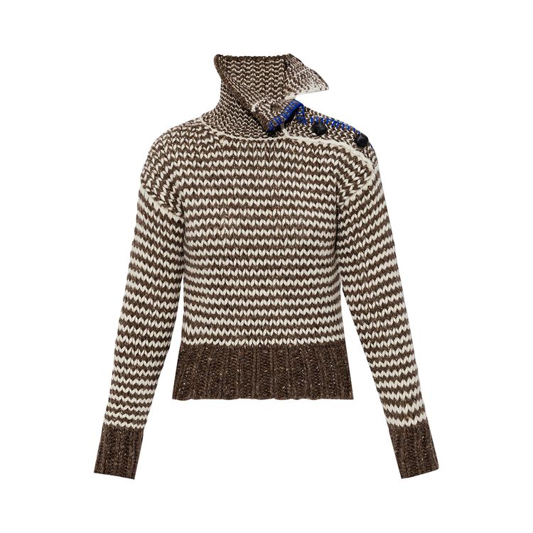 Bottega Veneta Zig Zag Knit Sweater MilkweedWhite