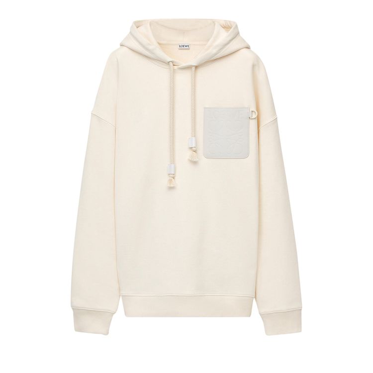 Loewe Anagram Patch Pocket Hoodie White Ash