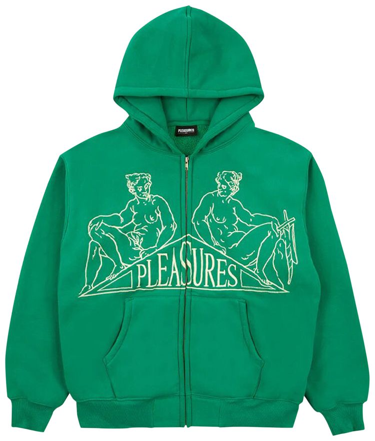 Pleasures Squeeze Zip Up Hoodie Green