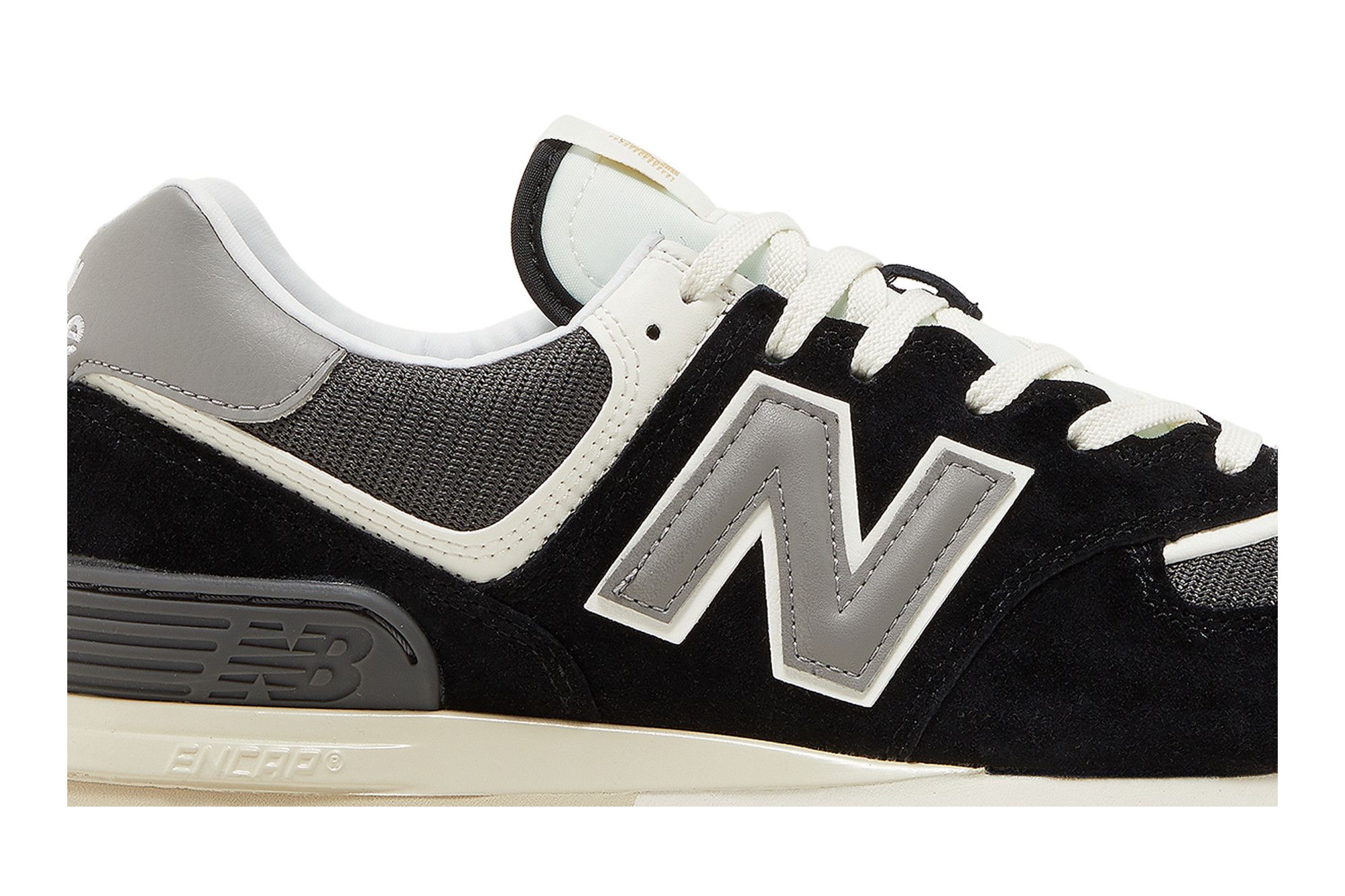 New balance 574 black with marblehead and white shop