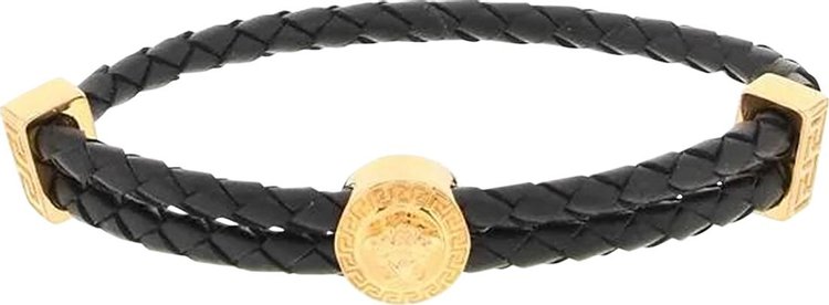 Versace Leather Bracelet 'Black/Versace Gold'