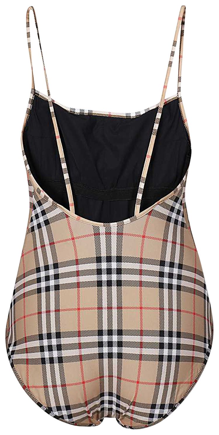 Burberry Check Print One Piece Swimsuit Archive Beige IP Check