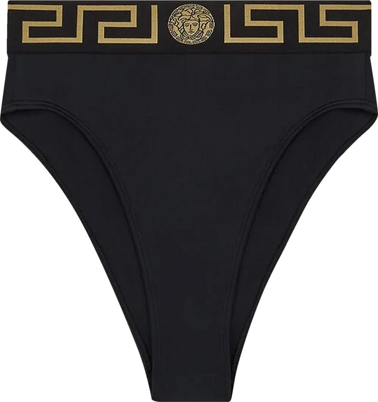 Versace Greca Border High Waist Bikini Bottom 'Black'