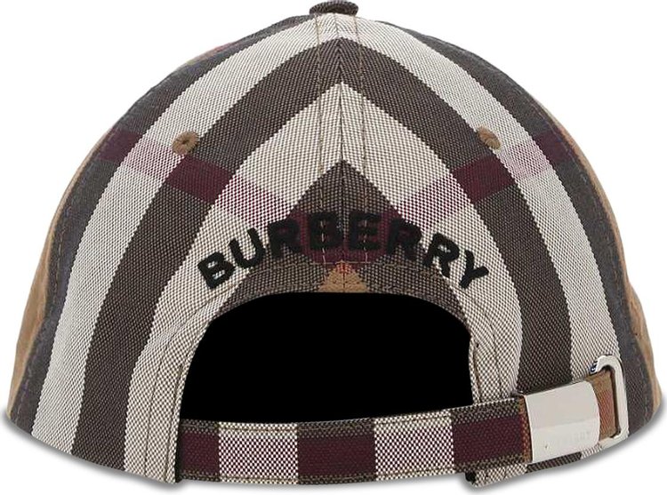 Burberry Logo Detail Check Baseball Cap Brown Chalk