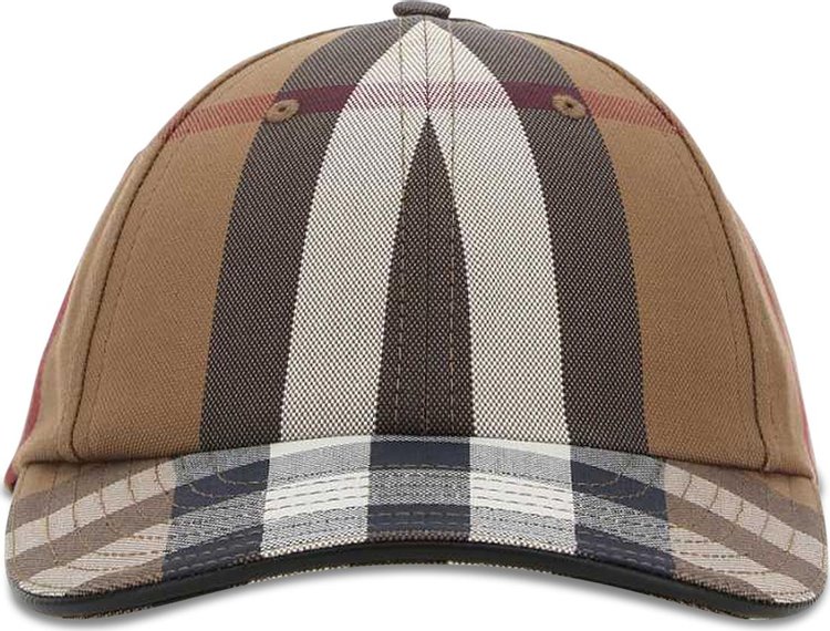 Burberry Logo Detail Check Baseball Cap Brown Chalk