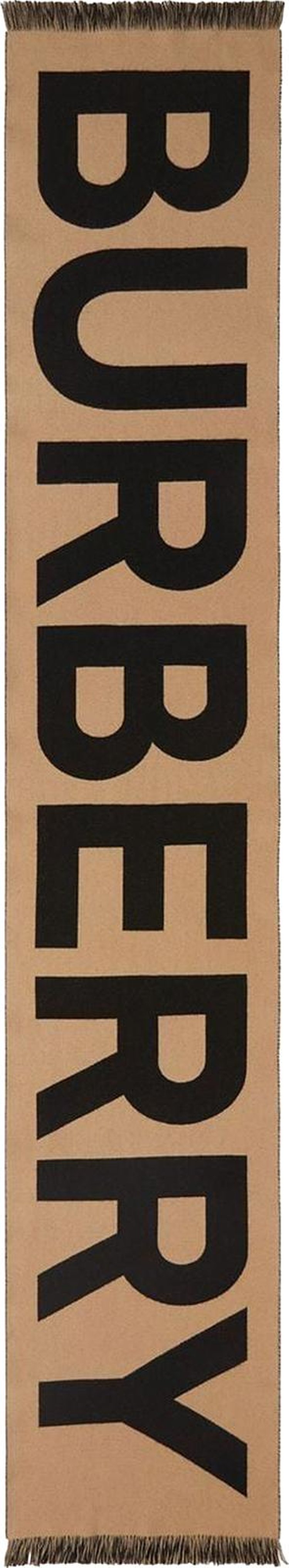 Burberry Logo Jacquard Wool Scarf 'Beige'