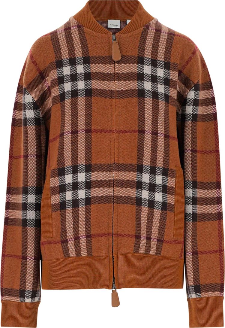 Buy Burberry Checked Zip Up Jacket 'Dark Birch Brown' - 8063641 | GOAT