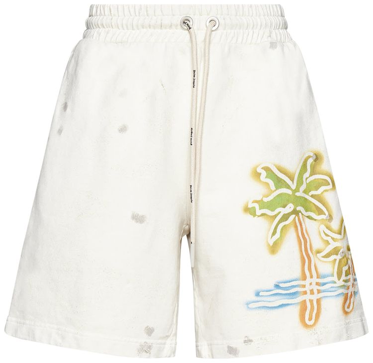 Palm Angels Palm Neon Sweatshorts Off WhiteMulticolor