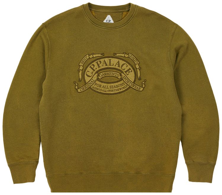 Palace x CP Company Classic Over Dyed Crew Sweat Olive