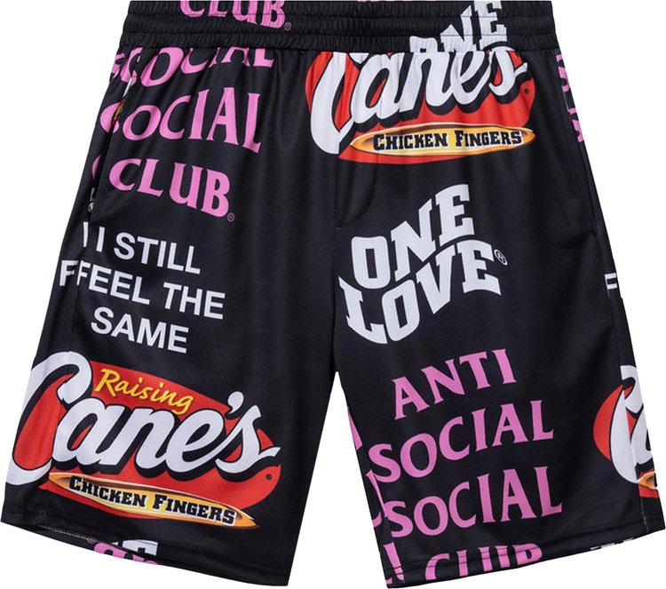 Anti Social Social Club x Raising Canes Trademark Mesh Shorts Black