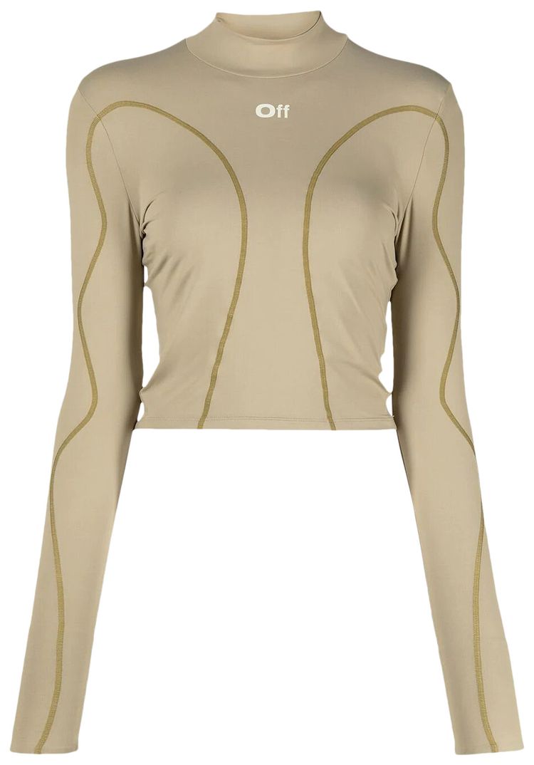 Off White Organic Seams Long Sleeve Top Forest Green