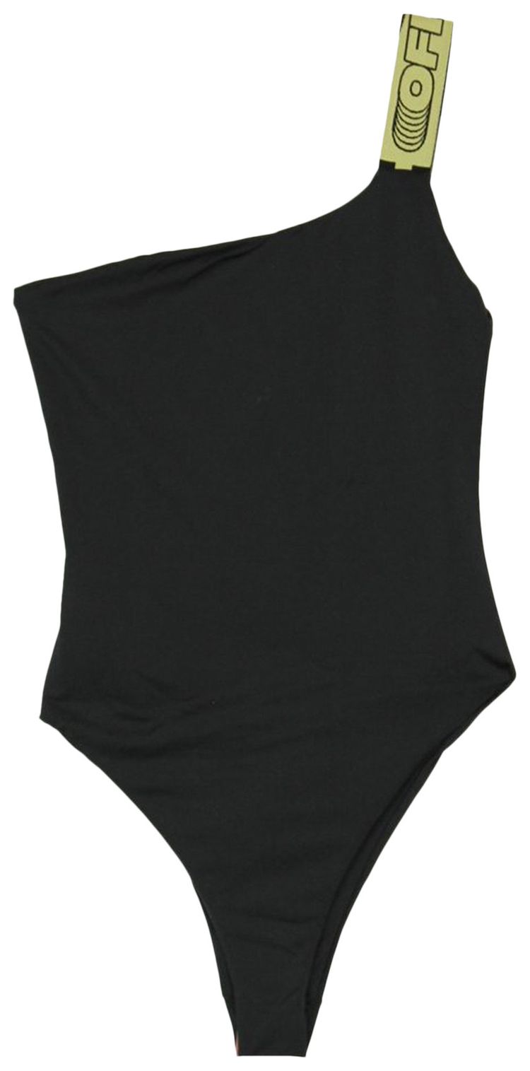 Off White Logo Band Asymmetric Swimsuit Black