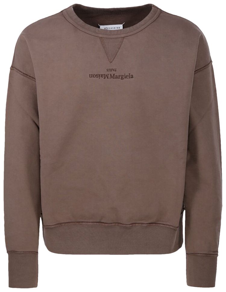Maison Margiela Logo Embroidered Sweatshirt Brown
