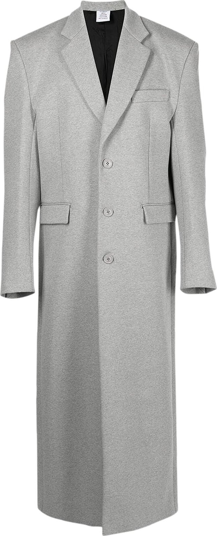 Vetements Boxy Single Breasted Molton Tailored Coat 'Grey Melange'