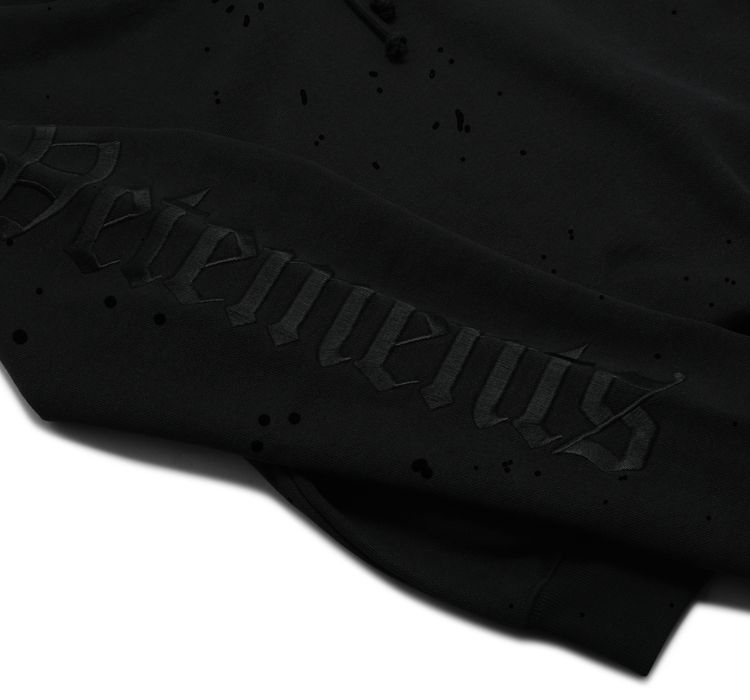 Vetements Gothic Font Cropped Hoodie Black