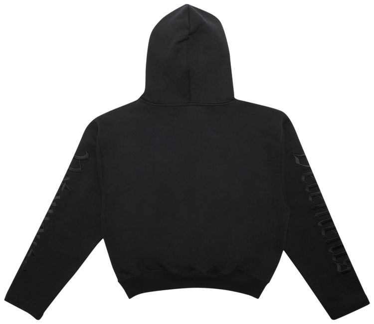 Vetements Gothic Font Cropped Hoodie Black