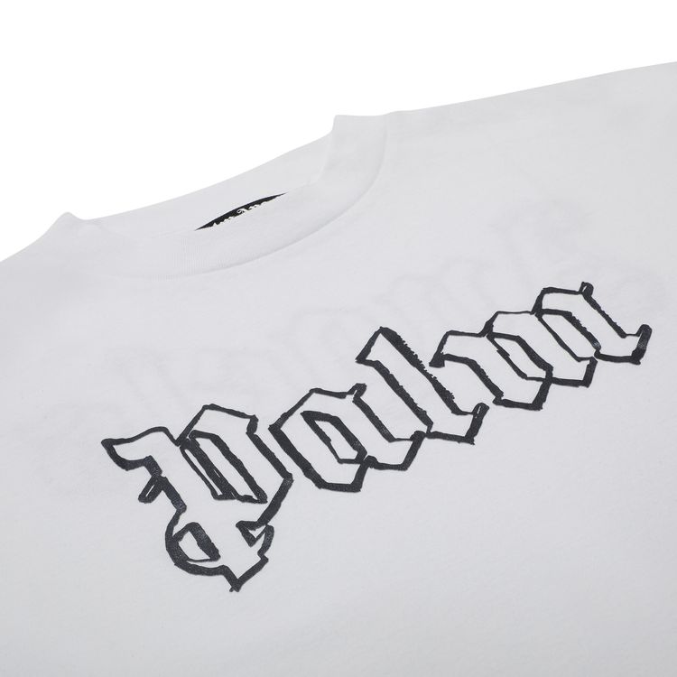 Palm Angels Blank Logo Over Tee White Metal