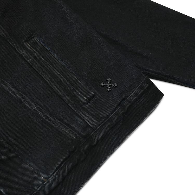 Off White Stencil Slim Denim Jacket BlackMedium Blue