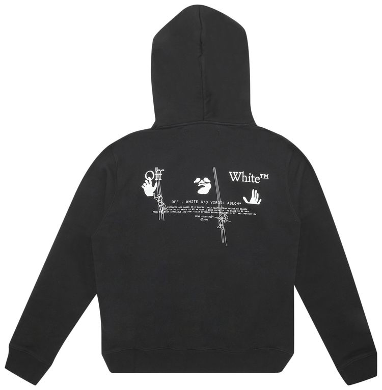 Off White Workers Logo Slim Hoodie BlackWhite