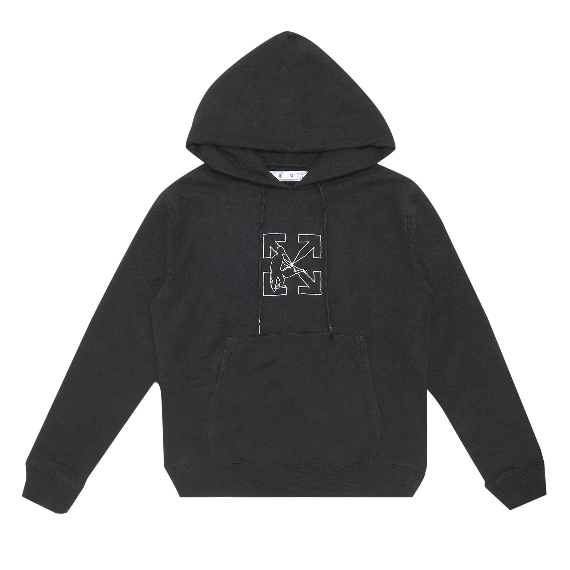 Off White Workers Logo Slim Hoodie Black White