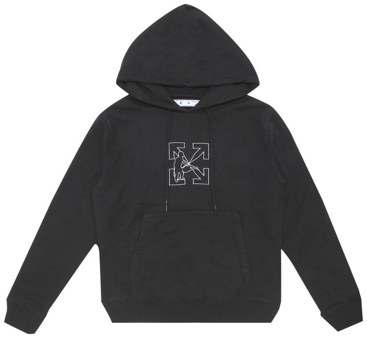 Off White Workers Logo Slim Hoodie BlackWhite